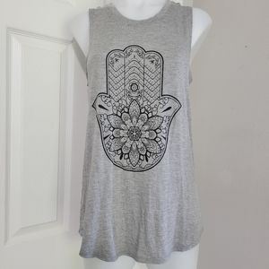 Milken FLOW Yoga Hamsa Hand Tank Top Protection S Gray NWT